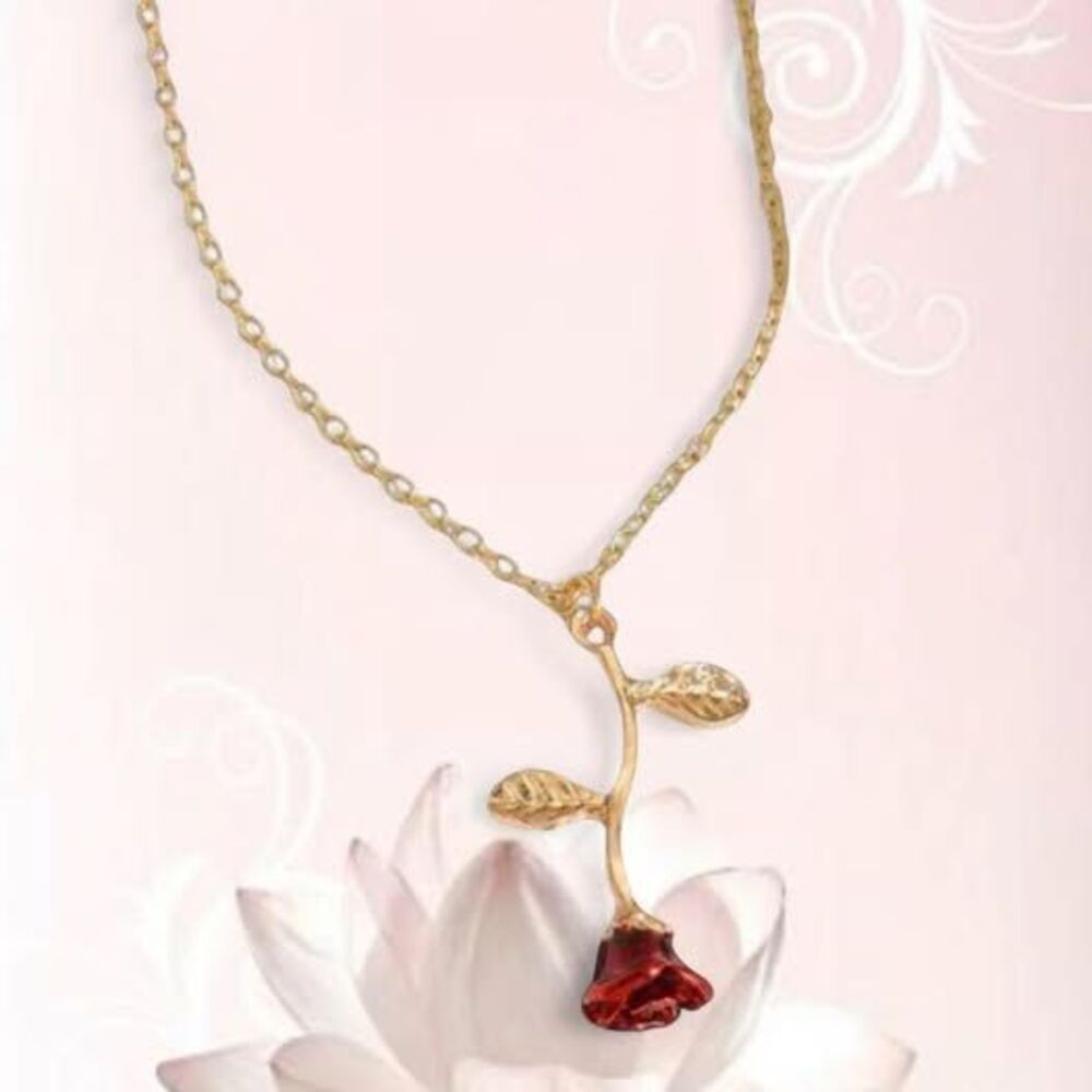 sweetest rose drop gold plated necklace